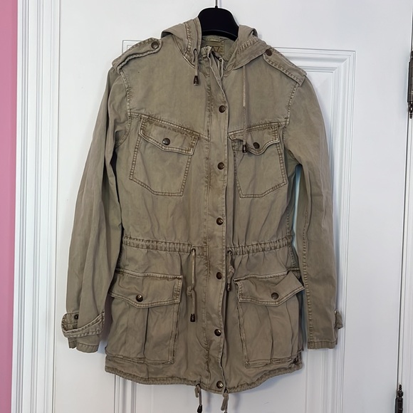 Aritzia Talula Hooded Beige Utility Jacket Size XS - Picture 2 of 14